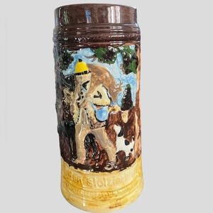 Vintage 8" Holland Mold Beer Stein " Es Lebe Was Au erden stolziert in Gruner